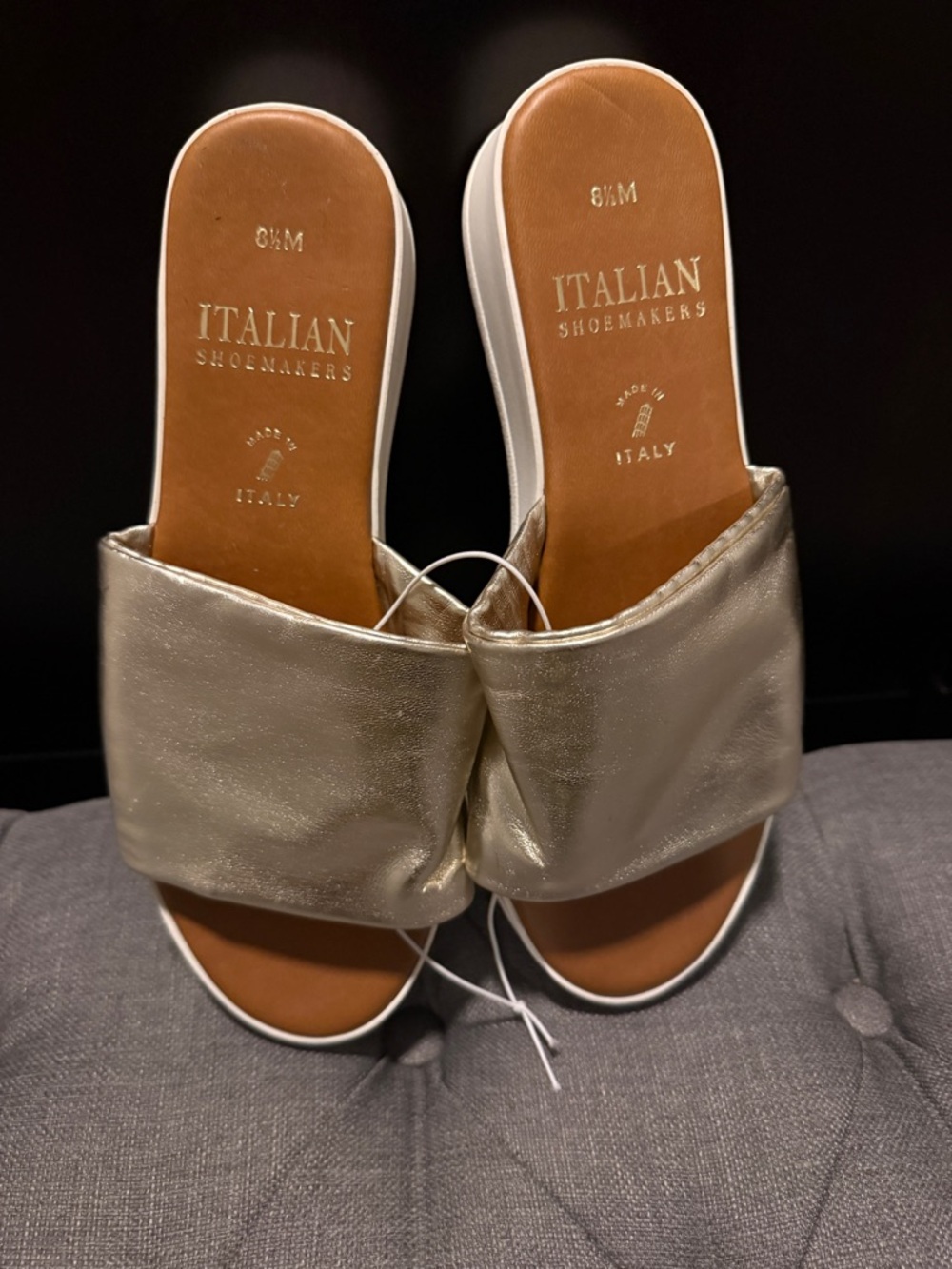 Italian Shoemakers Metallic Champagne Slide Mules